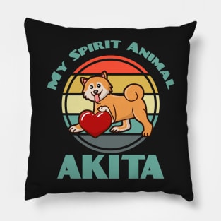 Akita Inu My Spirit Animal Dog puppy Lover Cute Sunser Retro Pillow