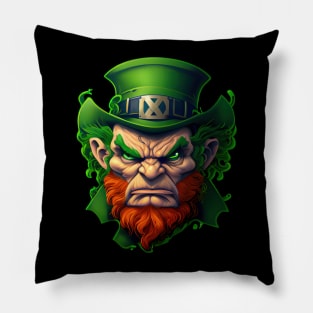 Angry Leprechaun for St. Patrick's Day in Green Pillow