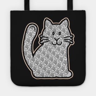 PEACE KITTY CAT STICKER | BROWN BEIGE TAN ORANGE Tote