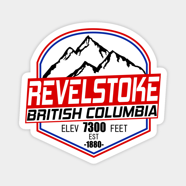 Retro Ski Revelstoke B.C Canada Skiing and Mountain Biking Paradise Magnet by ChrisWilson