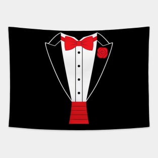 Tuxedo Red Bow Tie Tapestry