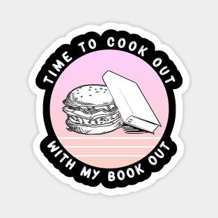 Time to Cook Out With My Book Out Retro Pink Summer Magnet