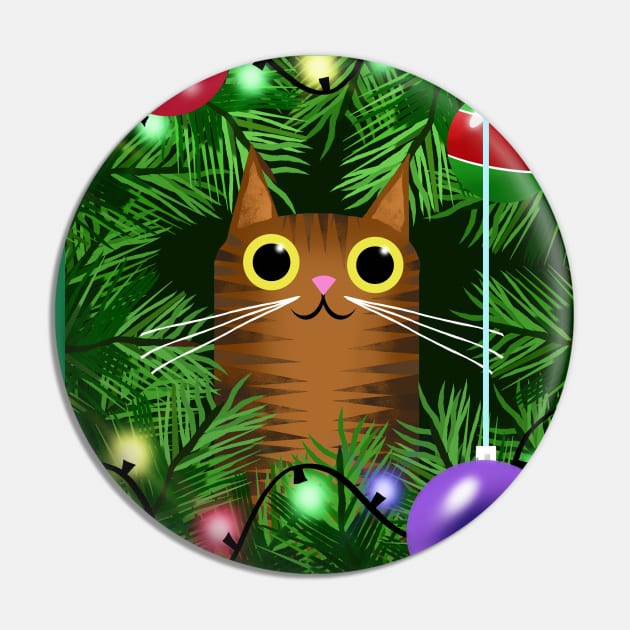 Cat and Christmas Tree Pin by Scratch