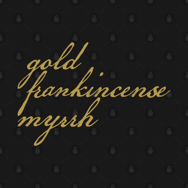 Three Christmas Gift Minimal Typography Gold Script by ellenhenryart