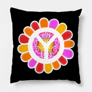 FLORAL Peace Sign Hippie Lifestyle Pillow