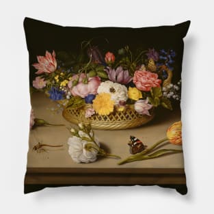 Flower Still Life by Ambrosius Bosschaert the Elder Pillow