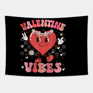 Groovy Checkered Valentine Vibes Valentines Day Girls Womens Tapestry