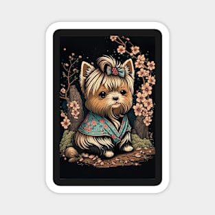 Super Cute Yorkshire Terrier Puppy Portrait - Japanese style Magnet