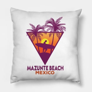 Retro Mazunte Beach Mexico Pillow