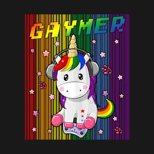 Gamer LGBTQ Unicorn Rainbow Gaymer Flag Gay Pride Month LGBTQ T-Shirt