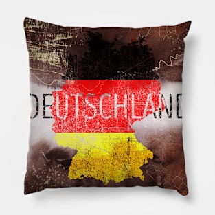 Golden Parchment Germany Map and Flag Souvenir Pillow