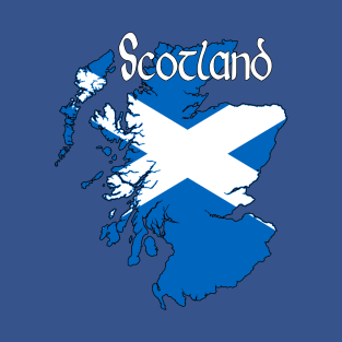 Map of Scotland with Scottish Flag T-Shirt