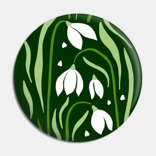 Snow Drops Flowers Pin