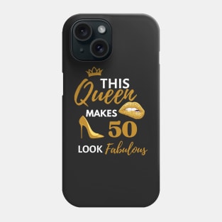 Cute Afro Queen Birthday Quote 50th and fabulous Cool Heels fifty birthday Gift For Her Phone Case