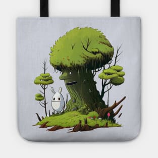 Woodsy Tree Man and Mini Ghost in the forest Tote