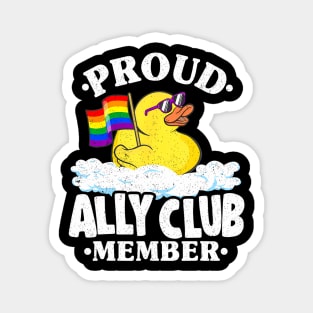 Proud Ally Club Member Rubber Duck Rainbow Gay Lesbian Lgbt Magnet