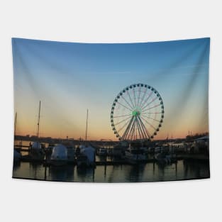 photography Sunset by the ocean city in USA photography design carousel Tapestry