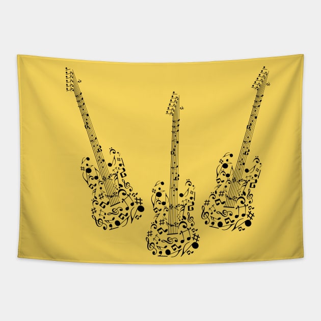 Black Electric Guitar Tapestry by DesignsByMonique