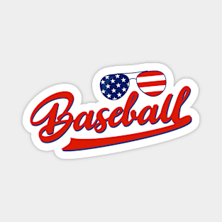 Baseball American Flag Sunglasses Magnet