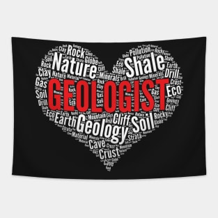 Geologist Heart Shape Word Cloud Geology print Tapestry