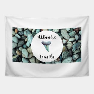 River Rocks Nautical Light Blue Atlantic Fossils Shark Tooth Print Tapestry