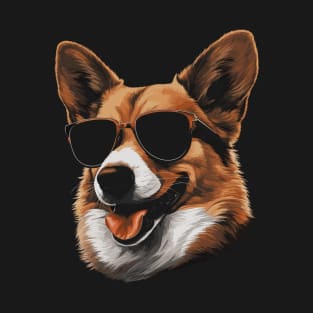 Corgi Happy Sunglasses T-Shirt