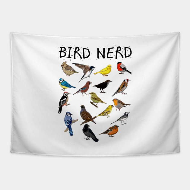 'Bird Nerd Different Kinds of Bird' Cute Bird Lover Gift Tapestry by ourwackyhome