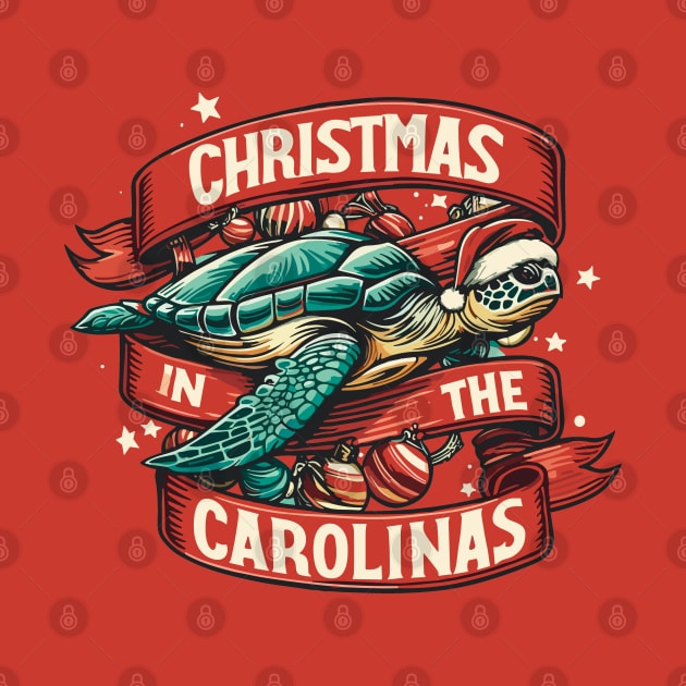 Christmas In The Carolinas Sea Turtle With Santa Hat by SubtleSplit