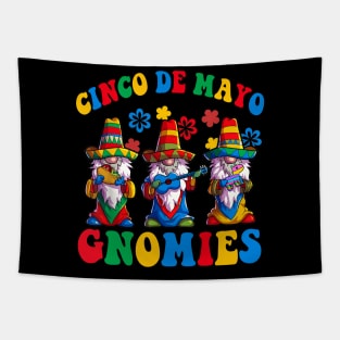 Funny Cinco De Mayo With My Gnomies Trio Gnomes Boys Girls Tapestry