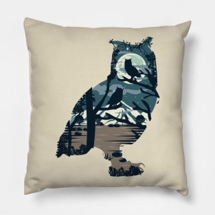 Owl night background illustration Pillow