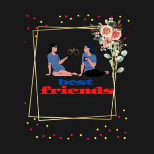 golden portrait painting with a writing that represents in itself the entire work A Day Among Friends T-Shirt