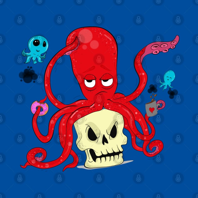 Cute giant octopus with skull by MariRiUA