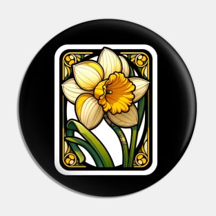 Art Nouveau daffodil march Birth Month Flower Pin