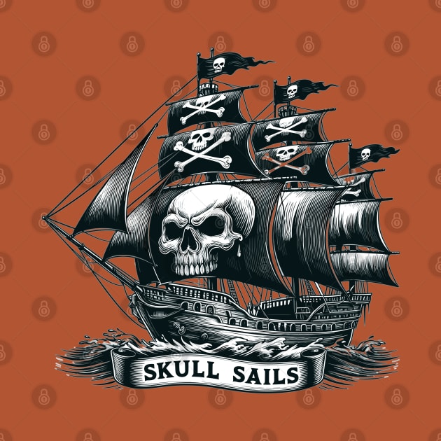 Pirate Ship, Skull Sails by Vehicles-Art