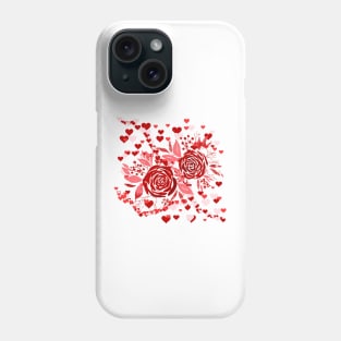 Valentine's hearts and roses Phone Case