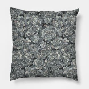 Succulents garden in stone grey Pillow