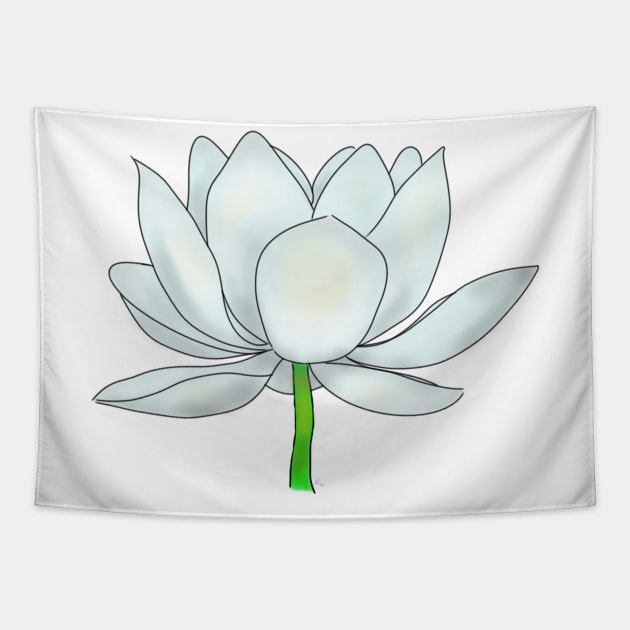 White Lotus Blossom Tapestry by Dandy Doodles