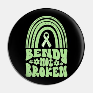 Ehlers-Danlos Syndrome Awareness Ribbon: Bendy Not Broken Green Boho Rainbow Pin