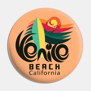 Venice beach surf and skate paradise Pin