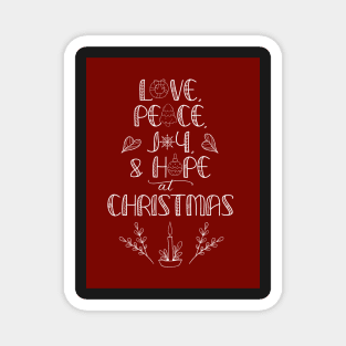 Christmas Greetings Word Art on Red Magnet