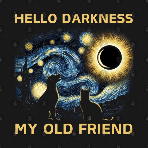 Hello Darkness My Old Friend Funny cat and dog Solar Eclipse by HBart