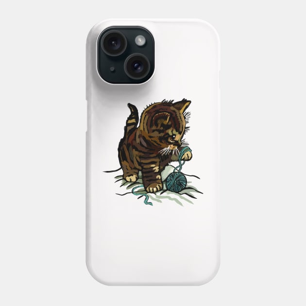 Cat playing Phone Case by Art by Ergate