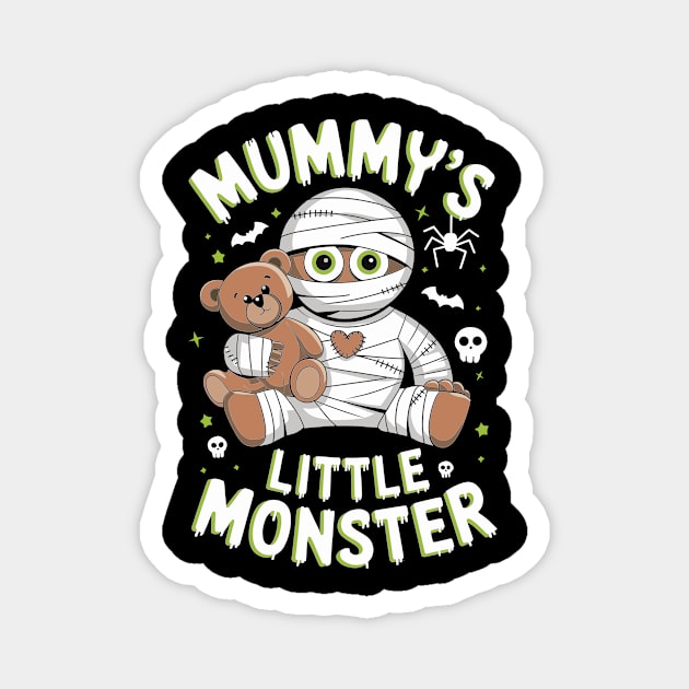 Mummy's Little Monster Cute Halloween Kids Design Magnet by Designed By Marty