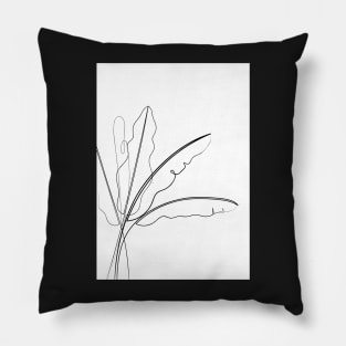 Banana Palm Line Drawing Pillow