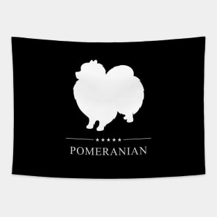 Pomeranian Dog White Silhouette Tapestry