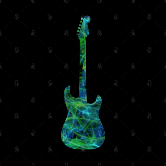 Green on Blue Flame Guitar Silhouette by gkillerb