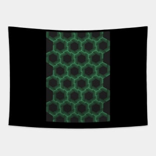 Green Hexagon-Pattern Tapestry