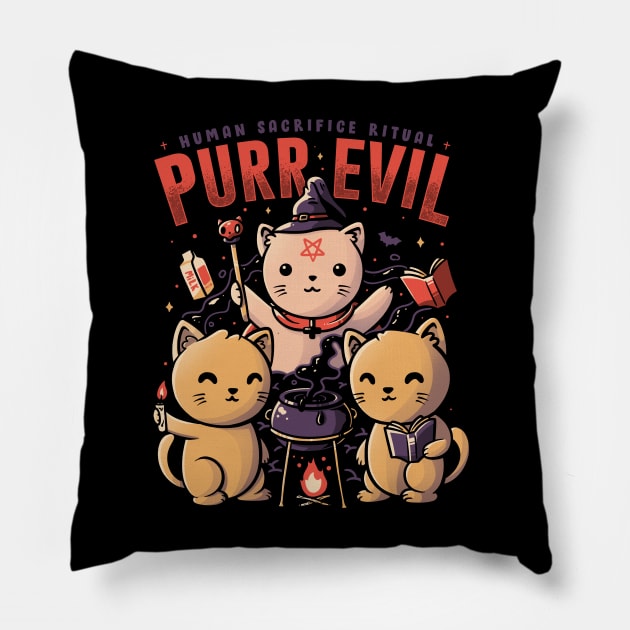 Purr Evil - Cute Devil Cat Gift Pillow by eduely