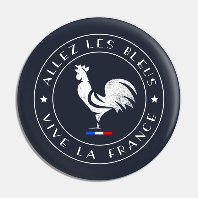 Allez les Bleus Vive La France Gallic Rooster Two Stars Pin by French Salsa