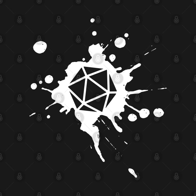 D20 Dice Paint Splatter TRPG Tabletop RPG Gaming Addict by dungeonarmory